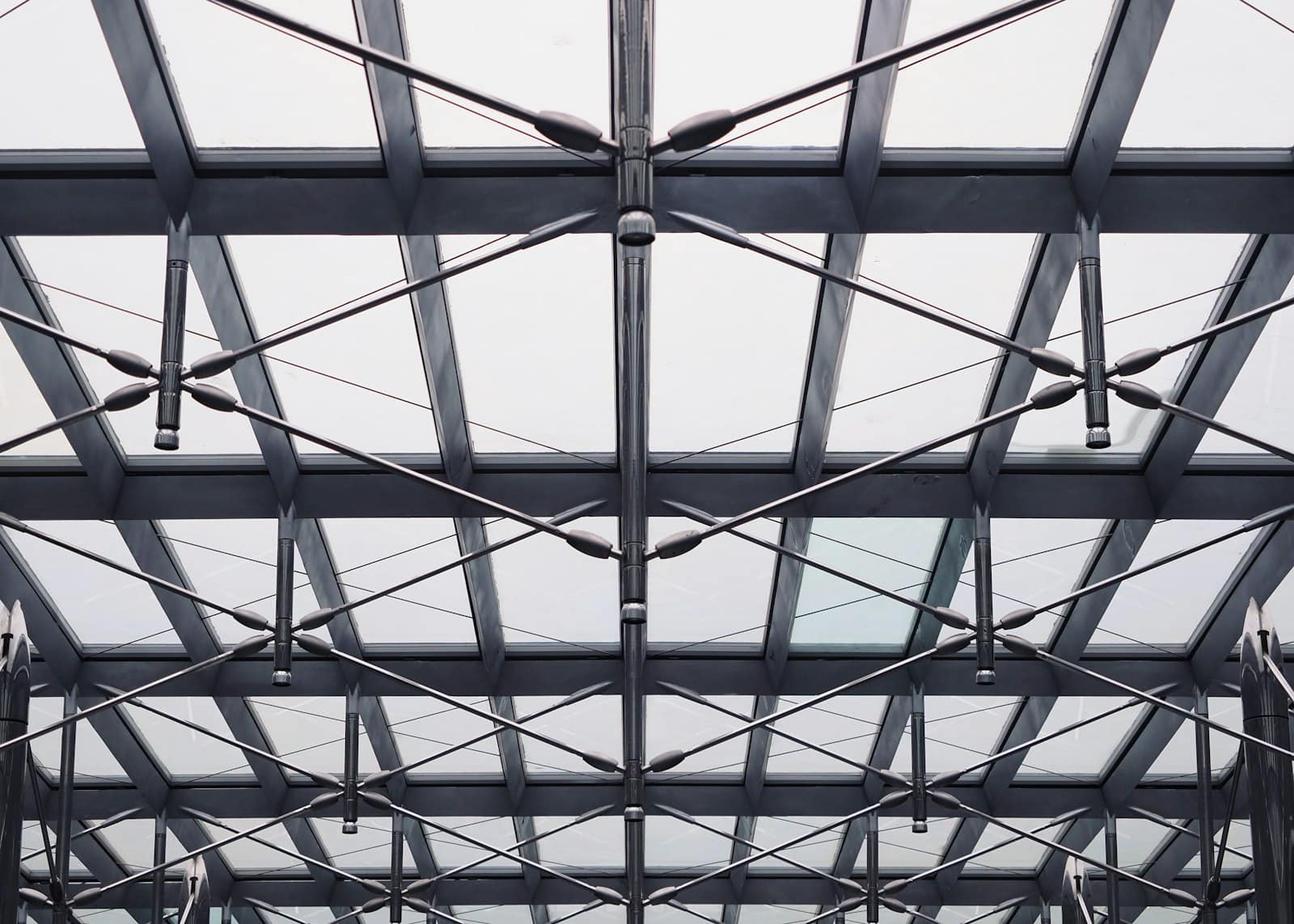 Steel roof trusses of a commercial building
