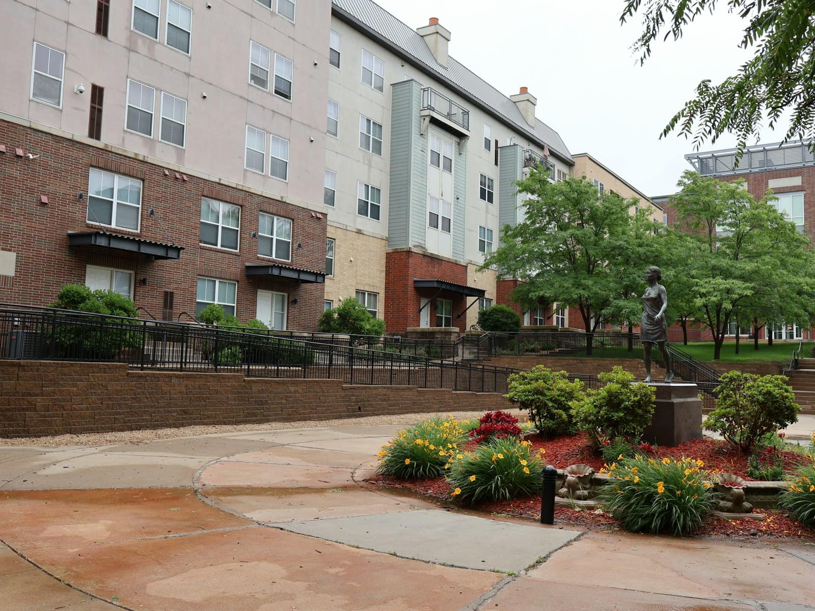 Apartment blocks with landscaped frontage